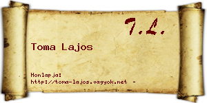 Toma Lajos névjegykártya